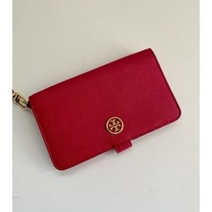 Tory Burch Wallet Wristlet Leather Fucshia Pink